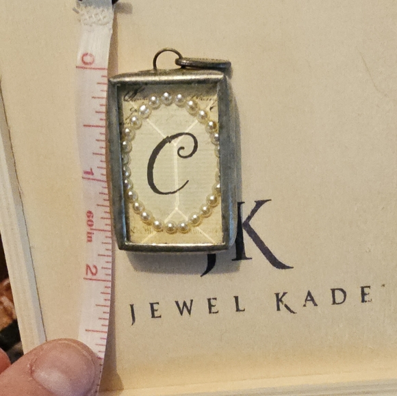 Jewel Kade Silver Pendant 'C' with Pearl Accents - Picture 4 of 4